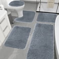 thumbnail image 4 of Dvkptbk Solid Color Bath Mats 5 Set Bathroom Rugs For 5 Pcs Toilet Mats Universal Soft Longhair Water Absorption Non-Slip Thick Machine Washable Easy To Dry Dark Color, 4 of 7