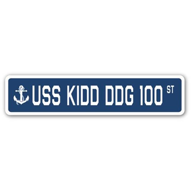 SignMission SSN-Kidd Ddg 100 4 x 18 in. A-16 Street Sign - USS Kidd DDG 100