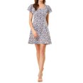 thumbnail image 1 of INSPIRE CHIC Women's Square Neck Ruffled Sleeve Pleated Front Printed Dress, 1 of 6