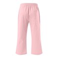 thumbnail image 4 of Plebaso Pantalons Capris Garçons Filles Coton Lin Cordon de Serrage Pantalons Décontractés Légers Raccourcis avec Poches, 4 of 5