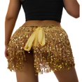 thumbnail image 3 of Women Belly Skirt  Sequined Fringe Mini skirt with Adjustable Waist Straps for Dance Performance  Rave Party, 3 of 7