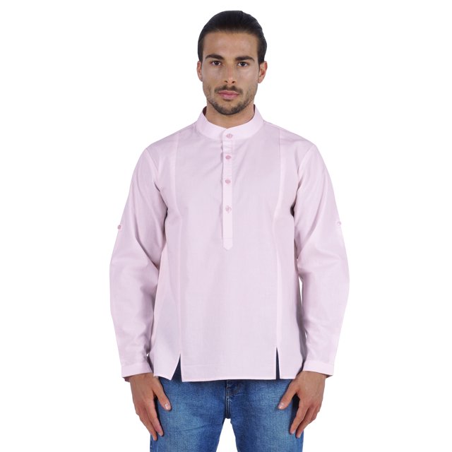 Atasi Chemise Henley Indienne pour Homme à Manches Longues, Décontractée, Col Mandarin, Courte Kurta