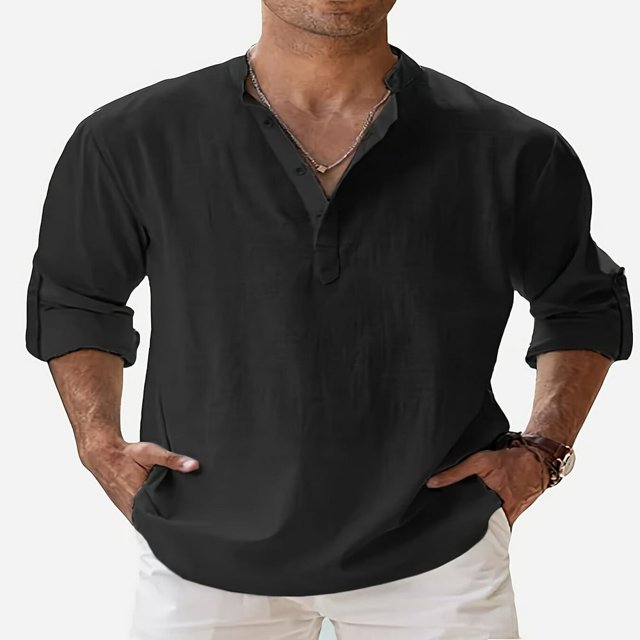 Chemise de Plage à Manches Courtes en Lin Décontracté pour Hommes