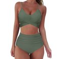 thumbnail image 2 of Fortune Women Cross Wrap Halter Bikini Set, High Waist Bathing Suits Push Up 2 Piece Swimsuits, 2 of 6