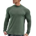 thumbnail image 2 of Timegard Tops for Men Fall Half High Neck Fitting Comfy Underwear Long Sleeve Solid Color Workout Shirts Tops, 2 of 4