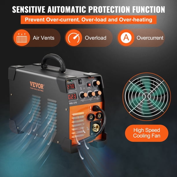 3 in 1 MIG Welder Inverter, LED Digital Display MIG Welder, Gasless 250A 110V TIG MIG Welding Machine Gasless MIG Welder, Multi Process Welding Machine US