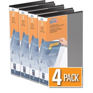 QuickFit Heavy Duty Round Ring  Legal Portrait Spreadsheet View Binder, 4 Pack (2" Black)