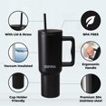 thumbnail image 1 of Gobelet en Acier Inoxydable de 40 oz avec Couvercle à Paille – Rétention Chaude et Froide de 24+ Heures, Conception Étanche au Quart de Tour, Compatible avec Porte-Gobelet – Noir Jais, 1 of 10