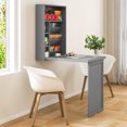 thumbnail image 4 of Gymax Bureau d'Ordinateur Mural Convertible, Bureau Flottant avec Bibliothèques de Rangement, Gris, 4 of 10