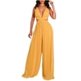 thumbnail image 1 of Womens Halter Neck Backless Loose Chiffon One-Piece Wide Leg Jumpsuit Overalls Full Length Long Pants Beach Boho Rompers, 1 of 7