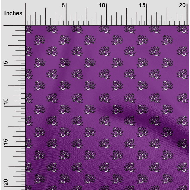 oneOone Georgette Viscose Fabric Paisley Block Print Fabric BTY 42 Inch Wide