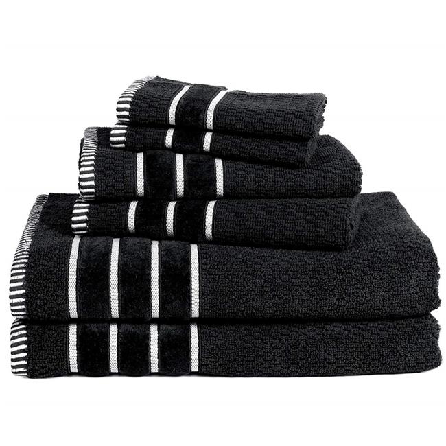Bedford Home Ensemble de Serviettes 6 Pcs en Coton 100 % Tissage Riz - Noir