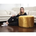 thumbnail image 2 of Pouf Eclipse moutarde velours – Pouf rond avec housse lavable et rembourrage en billes, idéal comme siège ou repose-pieds pour salon, chambre à coucher ou bureau, 2 of 6