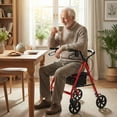 thumbnail image 4 of Costway Rollator Walker with Seat, Height Adjustable Handles, Storage Basket for Seniors Red, 4 of 10