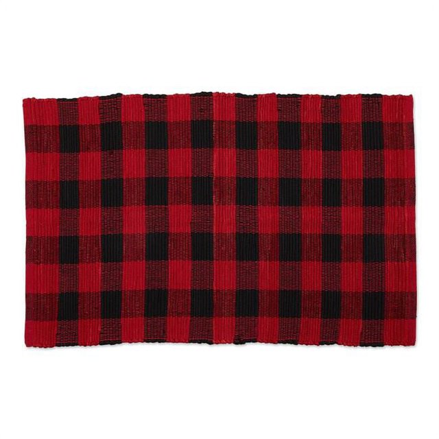 Design Imports CAMZ11259 Tapis en Chiffon à Carreaux Rouge et Noir, 26 x 40 cm
