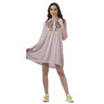 thumbnail image 2 of Moomaya Robe Chemise Brodée Unie Femmes Manches 3/4 Col Évasé Blouse, 2 of 6