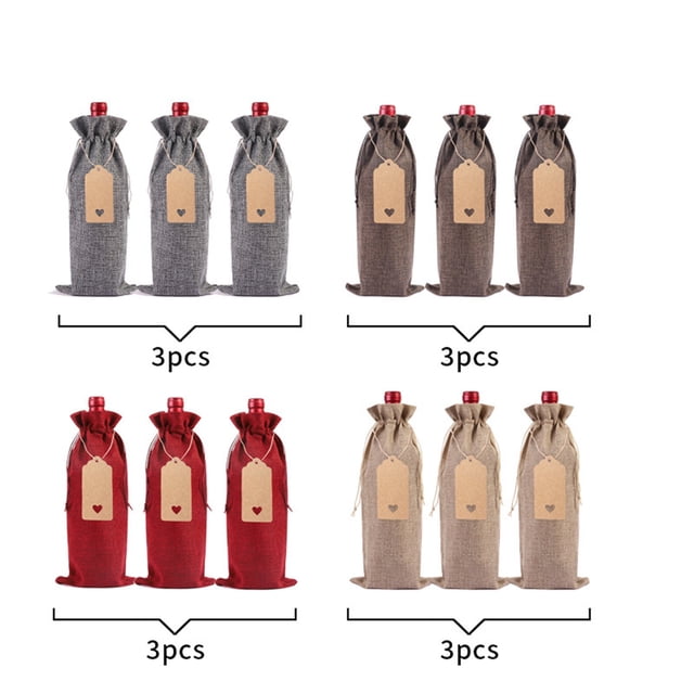 Birdeem Linen Wine Bottle Bag Set Wine Bottle Set Linen Tag Red Wine Packaging Bag