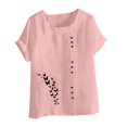 thumbnail image 4 of QATAINLAV T-Shirts à Manches Courtes pour Femmes Mode T-Shirts à Imprimé Papillon Hauts Décontractés Coupe Ample Col Rond Blouse en Lin Tenues d'Été de Plage Ventes Quotidiennes d'Aujourd'hui Rose TTTG, 4 of 5