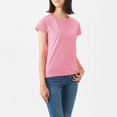 thumbnail image 4 of T-Shirt à Manches Courtes pour Femmes, Protection Solaire, Coupe Ajustée, Yoga de Plein Air, Course, Gym, Entraînement, Hauts; T-Shirt Basique en Coton pour Femmes, Col Rond, Coupe Ajustée, Longueur Tunique, Rose, M, 4 of 4