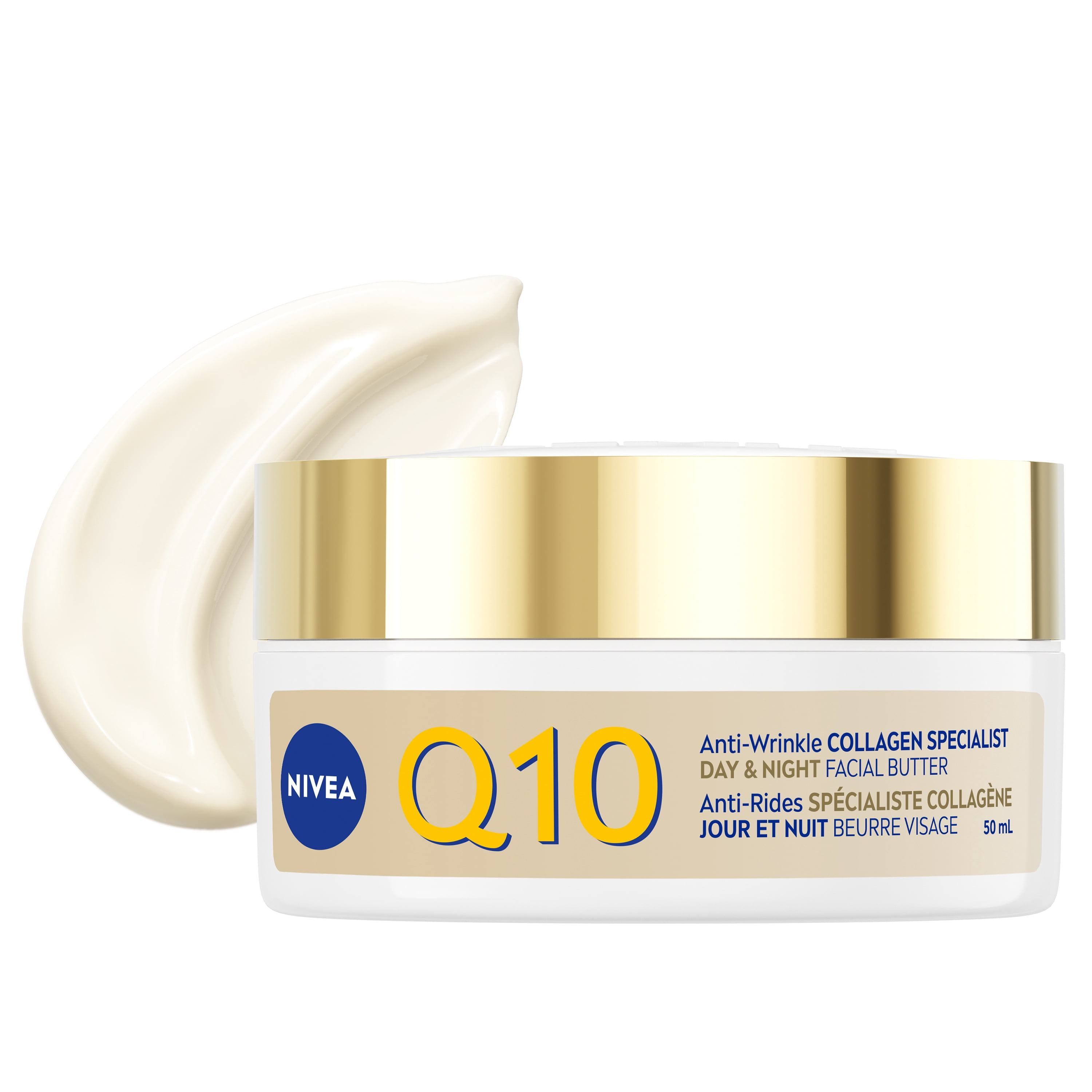 NIVEA Q10 Anti-Rides Spécialiste Collagène Jour et Nuit Beurre Visage, Crème Visage, Pot de 50 ml