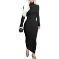 thumbnail image 1 of ORUYROP Women's Fall Turtleneck Long Sleeve Ribbed Slim Bodycon Maxi Dress, 1 of 7