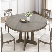 Rustic Dining Table for 4 to 6 People, 47 Inch Round Dining Table, Wooden Kitchen Table with Sturty Legs, Dining Room Table for Dining Room, Kitchen(Table Only)