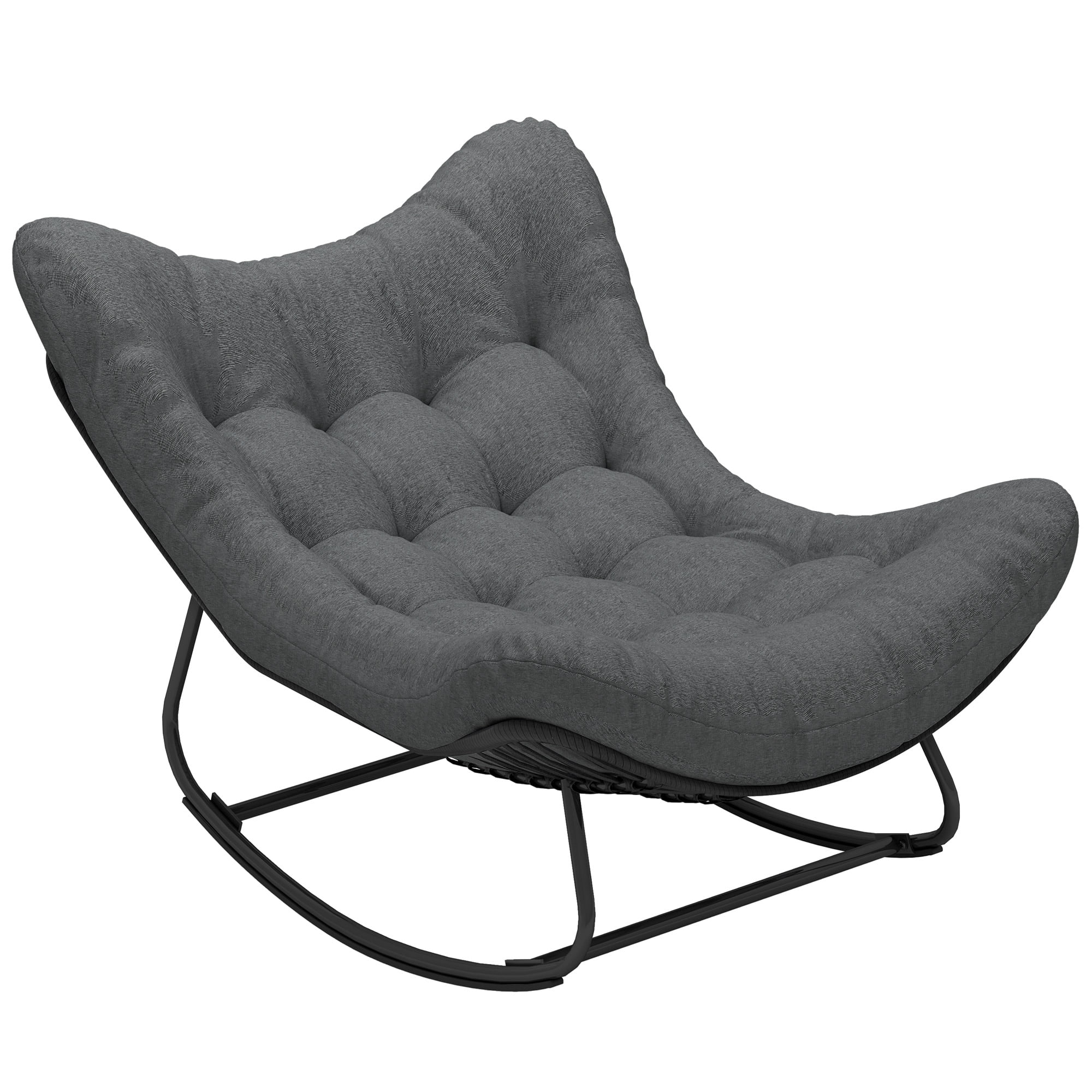 Outsunny Outdoor Rocking Chair, Oversized Patio Egg Chair, Dark Grey