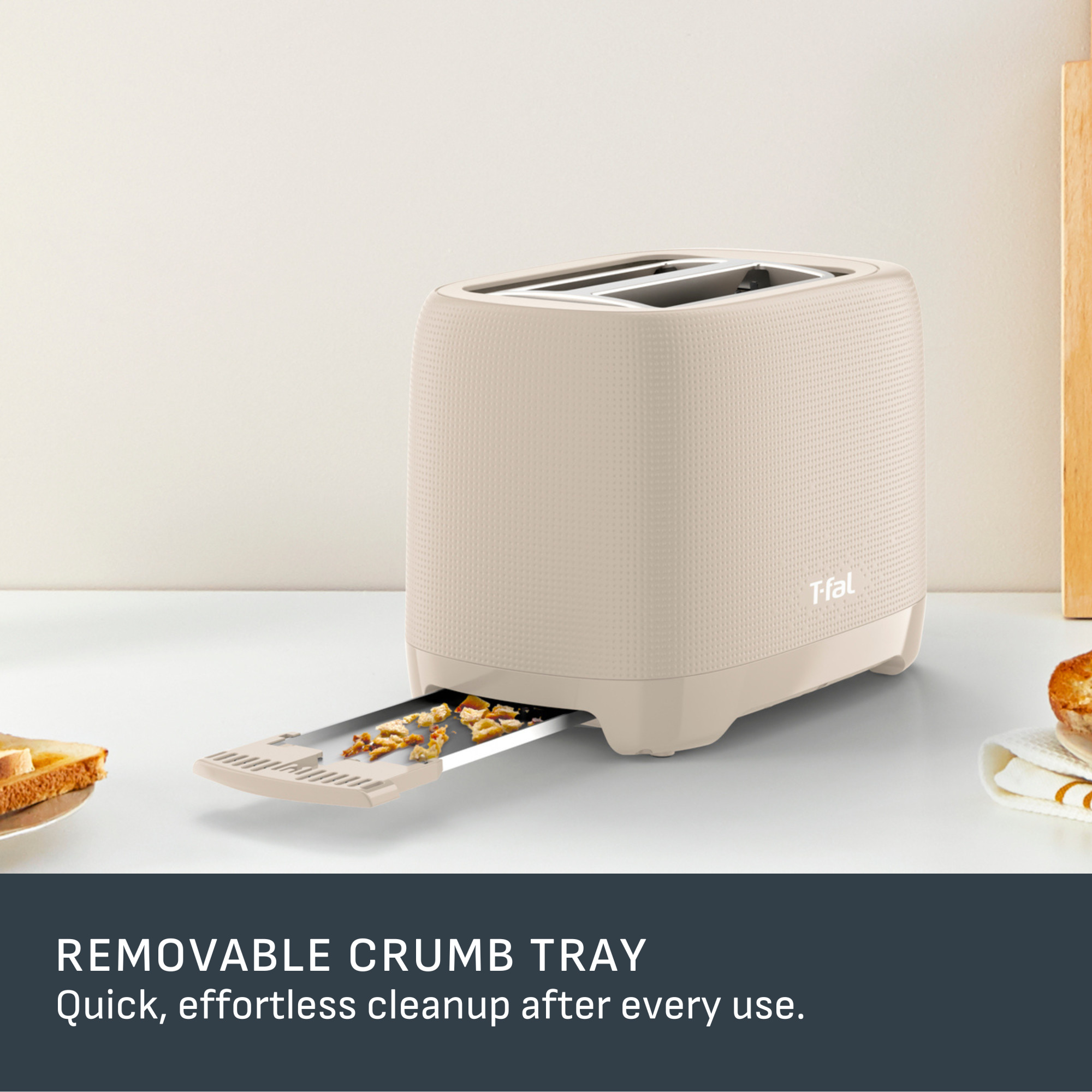 T-fal Morning Range 2 Slice Toaster with removable crumb tray and 7 browning levels