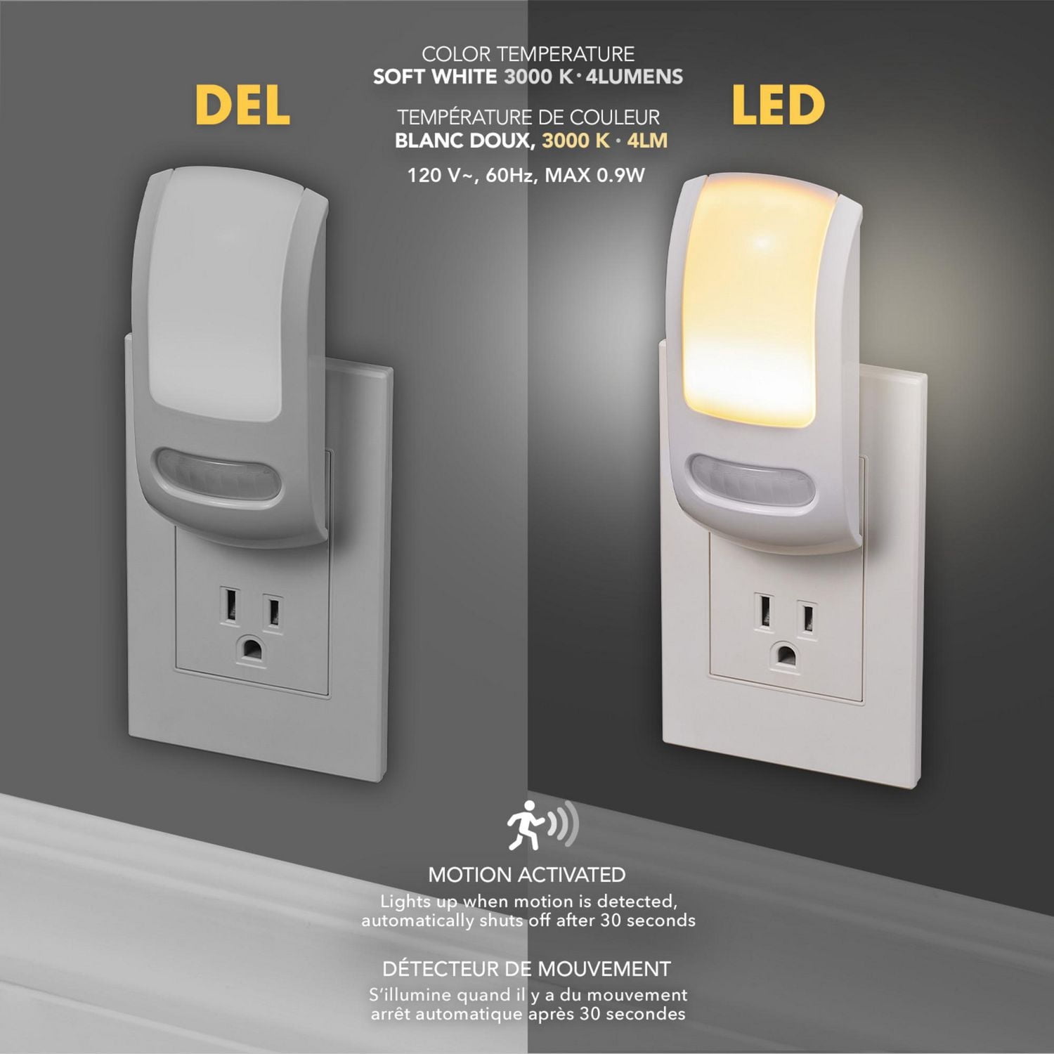 White Automatic Dusk to Dawn Motion Activated Plug-In LED Night Light