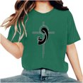 thumbnail image 4 of Pisexur Hauts pour Femmes, Hauts pour Dames, Hauts de Sortie pour Femmes, Hauts de Printemps pour Femmes 2025, Nouveau Haut Décontracté Uni à Col Rond et Manches Courtes pour Femmes Vert, P, 4 of 4