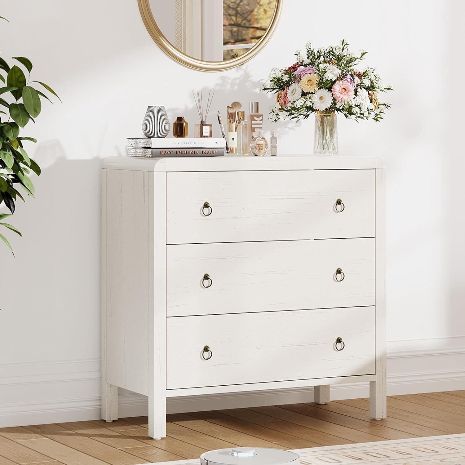 IdealHouse Dresser for Bedroom, Chest of Dressers, 30" Tall Dresser for Closet with 3 Drawers, Nightstand Large Clothes Storage Cabinet for Bedroom, Nursery
