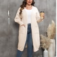 thumbnail image 3 of CEHVOM Women's Fashion Solid Color Plus-Size Loose MIDI Style Double Pockets Sweater Tops Clearance, 3 of 4