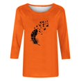thumbnail image 4 of Dadaria Chemise Orange pour Femmes Hauts Manches 3/4 T-Shirt Col Rond Grande Taille Tee Été Chandail Blouses S, 4 of 4