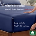 thumbnail image 4 of California Design Den Queen Bed Fitted Sheet, 1 Pc - Soft 100% Cotton Sateen, Deep Pockets, Durable All-Around Elastic - Navy Blue, 4 of 10