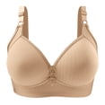 thumbnail image 1 of B91xZ Cotton Stretch Extreme Comfort Bra Plus Size Full Coverage Underwire Unlined Minimizer Lace Bra,Beige 44, 1 of 4