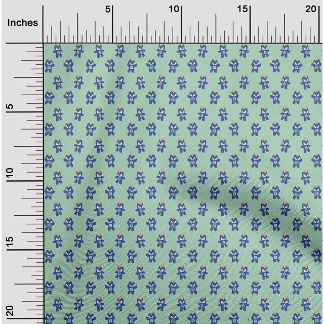 oneOone Cotton Poplin Light Mint Green Fabric Robot Cartoon Craft Projects Decor Fabric Printed By The Yard 56 Inch Wide