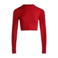 thumbnail image 2 of Women Long Sleeve Crop Tops Half Turtleneck Solid Color Slim Pullovers, 2 of 8
