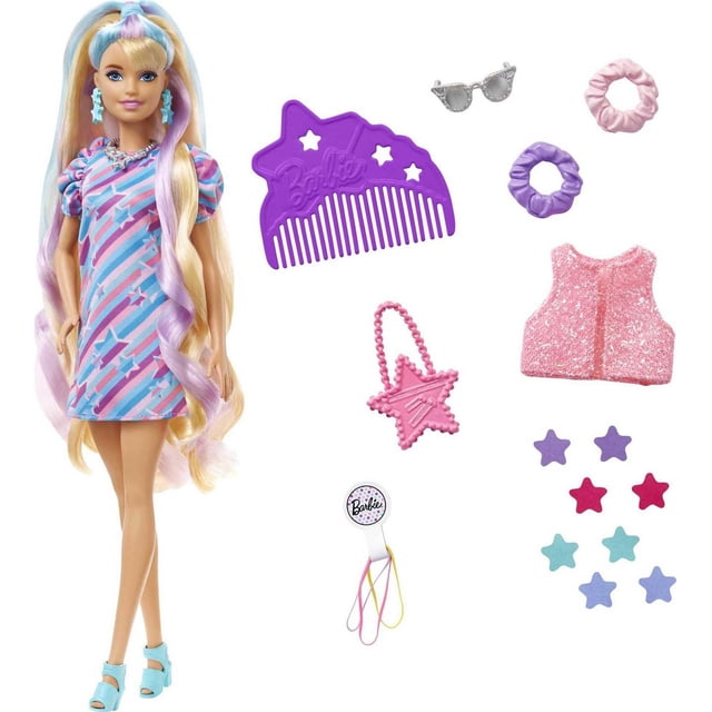 Barbie Ultra Chevelure Poupée à thème d’étoiles, cheveux 21,59 cm