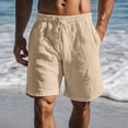 thumbnail image 1 of EOYWHK Men's Linen Shorts Elastic Waist Lounge Shorts Casual Solid Color Sleep Shorts with Drawstring Pockets, 1 of 6