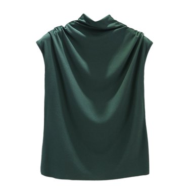 Kcodviy Femmes Col Roulé Sans Manches Coton 2TG Hauts Femmes Uni Décontracté Ample Tunique 3X Haut T-Shirt Camisole