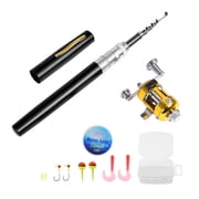 Fishing rod and reel combo set telescopic pocket pen fishing rod with mini trolling reel fishing line soft bait fish hook fishing accessories