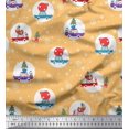 thumbnail image 1 of Soimoi Modal Satin Fabric Gift Box,Car & Santa Christmas Print Fabric by The Yard 42 Inch Wide, 1 of 3