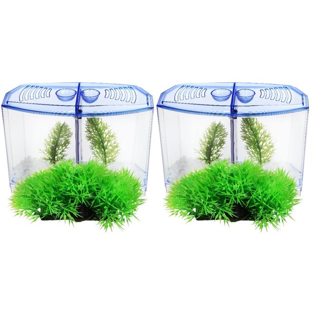 HLONK2 Sets Kit Plastic Fish Tank Small Aquarium 20 Liters Creative Bowl Indoor