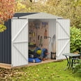 thumbnail image 4 of Gymax Abri de Rangement Extérieur en Métal 8 x 6,3 Pi avec Porte Verrouillable, Toit en Pente pour Remise à Outils, 4 of 10