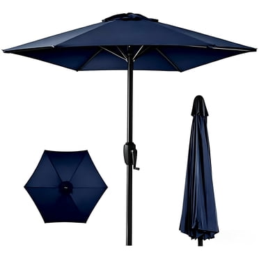 Patio Umbrella – 7.5FT Outdoor – 6 Ribs & Iron Frame – UPF 50+ UV Protection – Waterproof Canopy – Deck, Pool, Backyard, Lawn & Balcony