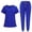 Blue, variant on Nursing Uniforms Scrub Sets for Women 2 Piece Medical Outfits Quick Dry Short Sleeve V Neck Tops and Pants Workwear, Brown, M