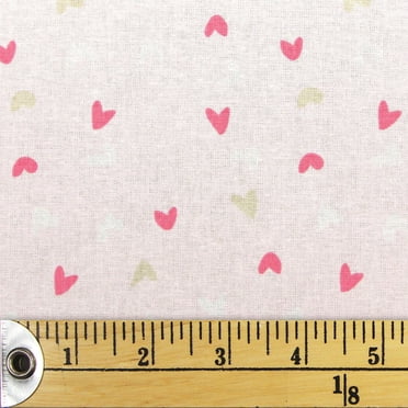 FABRIC CREATIONS White with Drawn Fuchsia and Grey Hearts Cotton Fat Quarter 45 × 53 cm (18 × 21 in), Light Pink