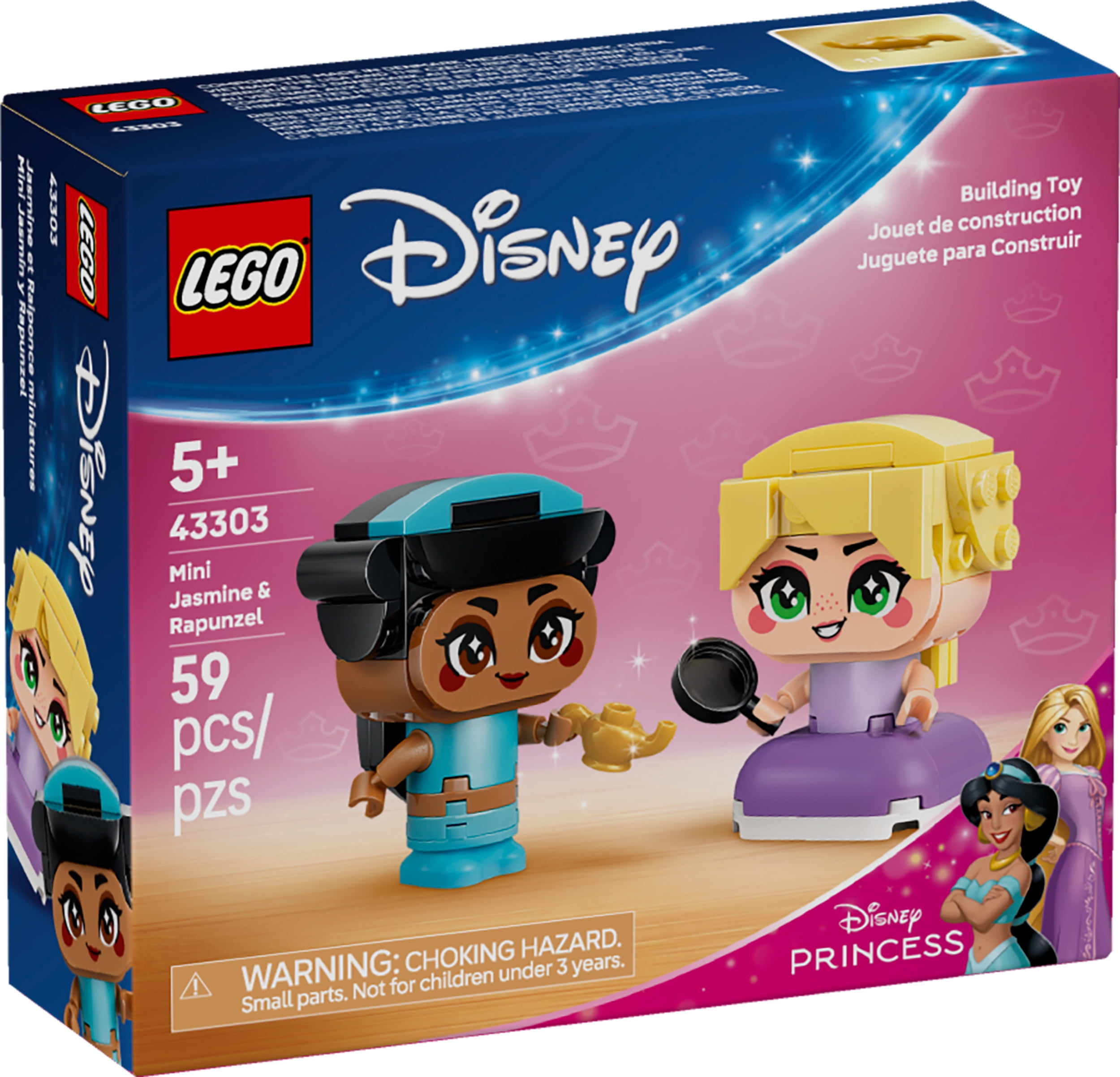 LEGO Disney Princess Mini Jasmine & Rapunzel Building Toy - Princess Toys for Girls & Boys, Ages 5+ - Disney Gifts for Kids - 43303
