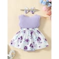 thumbnail image 3 of EYIIYE Barboteuse-Robe d'Été pour Bébés Filles Nouveau-Nés en Dentelle Sans Manches Combinaison à Imprimé Floral Patchwork Barboteuse Col Ras du Cou Justaucorps Robe avec Bandeau Mignonne Décontractée Vêtements Quotidiens, 3 of 9