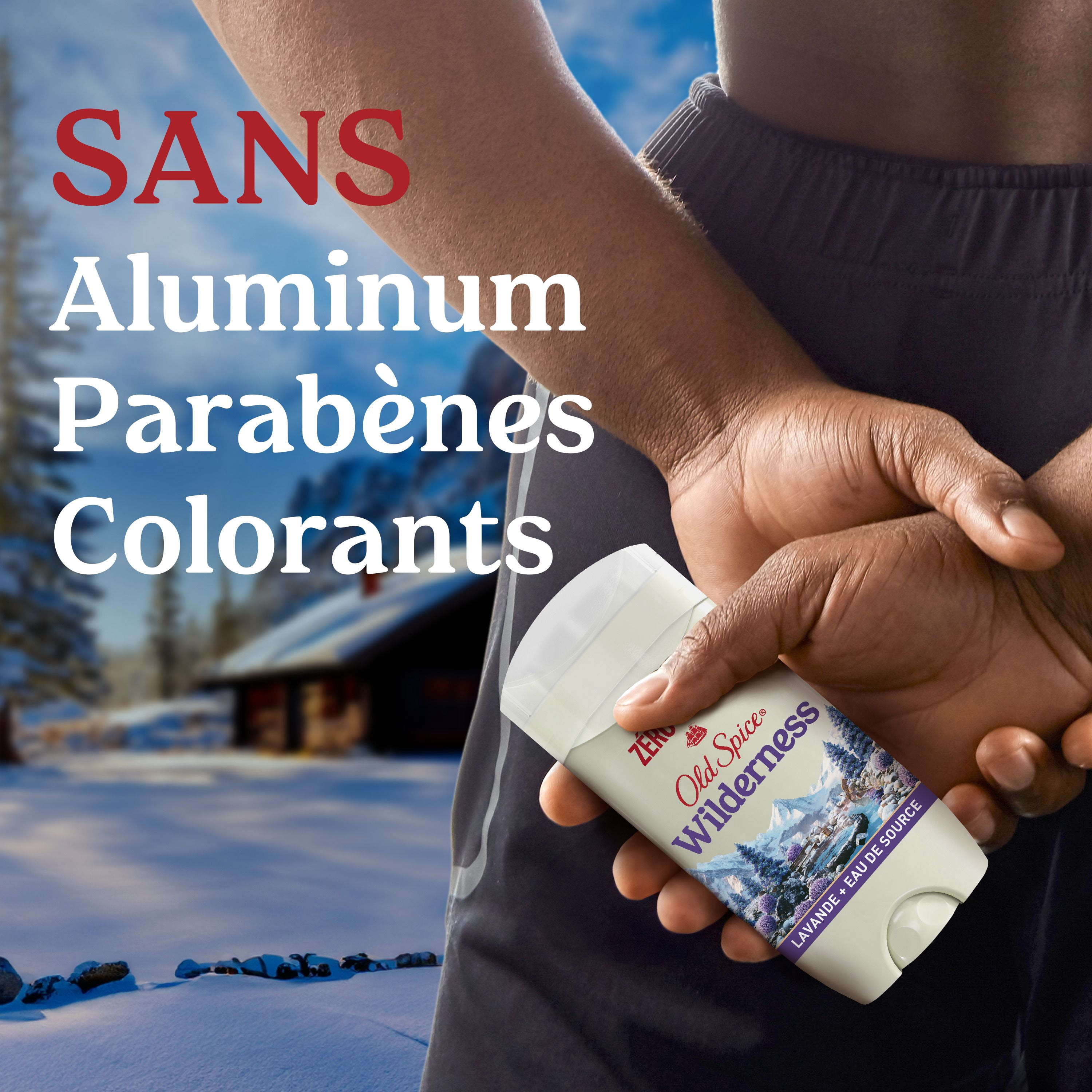 Désodorisant Old Spice pour hommes au parfum Wilderness, fraîcheur longue durée 24 heures sur 24, 7 jours sur 7, sans aluminium